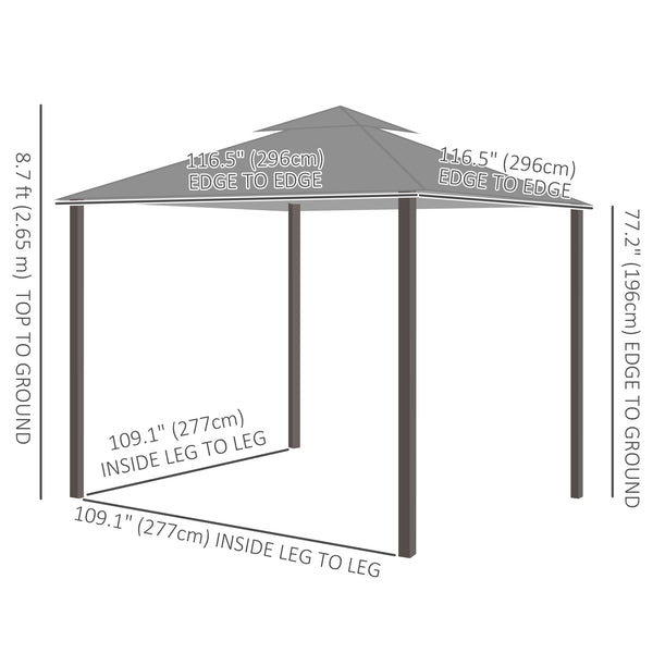 10 x 10 gazebo with curtains and mosquito nets, light grey