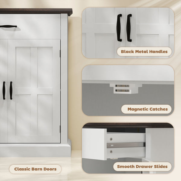 Storage sideboard with drawer, 2 doors and adjustable shelf – White