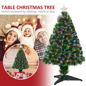 2.5ft Pre-Lit Small Artificial Christmas Tree with Fiber Optics