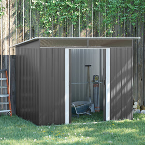 Lockable steel garden shed, grey