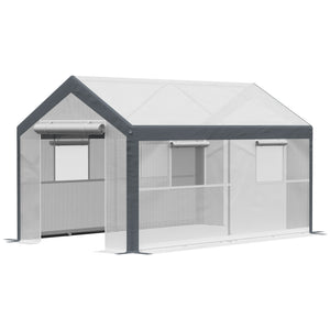 Sturdy, wind-resistant greenhouse with optimal ventilation, white