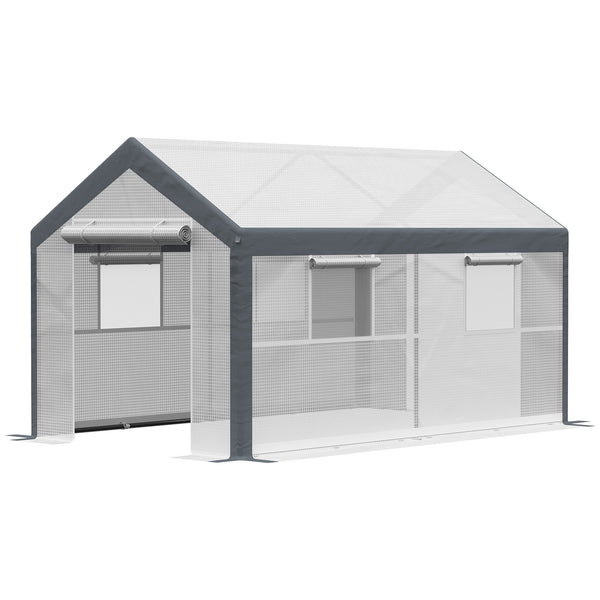 Sturdy, wind-resistant greenhouse with optimal ventilation, white