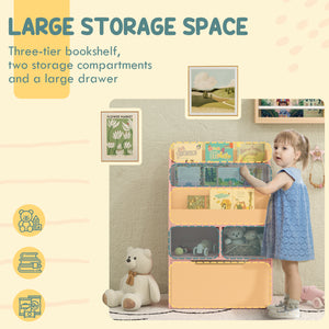 Children's bookcase with storage drawer, pink