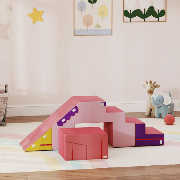 2-piece foam climbing blocks with removable pink cover
