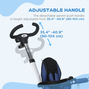 6 in 1 Toddler Tricycle with Parent Handle, Dark Blue