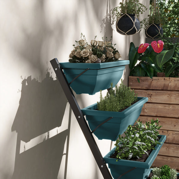 5-tier raised planter with 5 plant trays, green