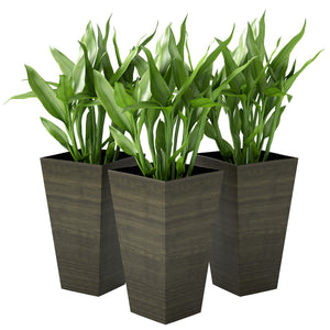 Set of 3 tall planters, bronze
