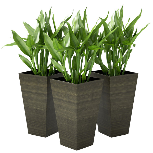 Set of 3 tall planters, bronze