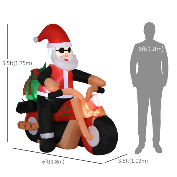 1.6m tall inflatable motorcycle Santa Claus with LED lighting