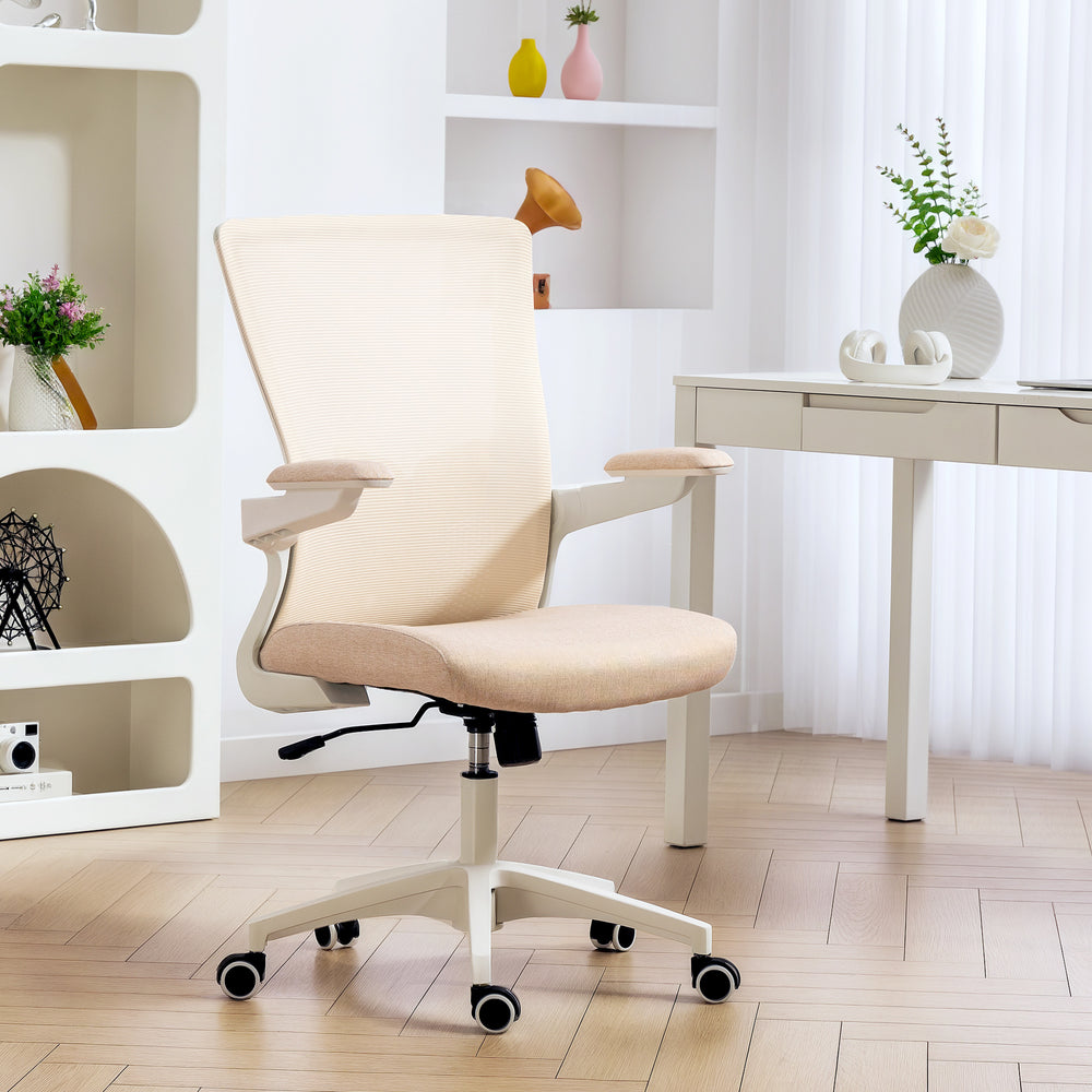 Ergonomic office chair with lumbar support, beige