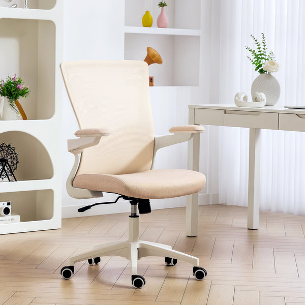 Ergonomic office chair with lumbar support, beige