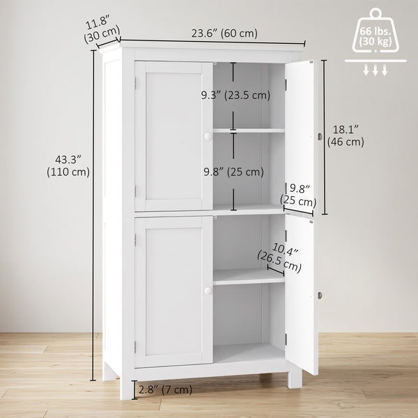 4-door bathroom cabinet, white