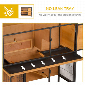 2-story rabbit hutch with ramp, feeder, and lockable doors