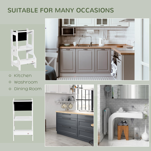 2-in-1 Convertible Toddler Step Stool, White