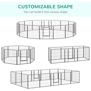 16-Panel Heavy-Duty Steel Dog Playpen with 2 Locking Doors
