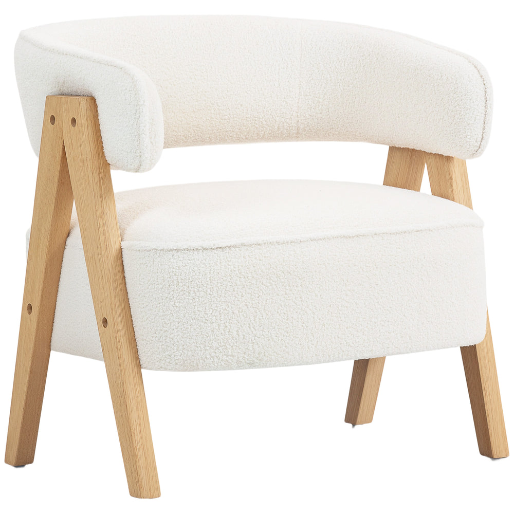 Sherpa Fleece Accent Chair with Solid Wood Legs, White