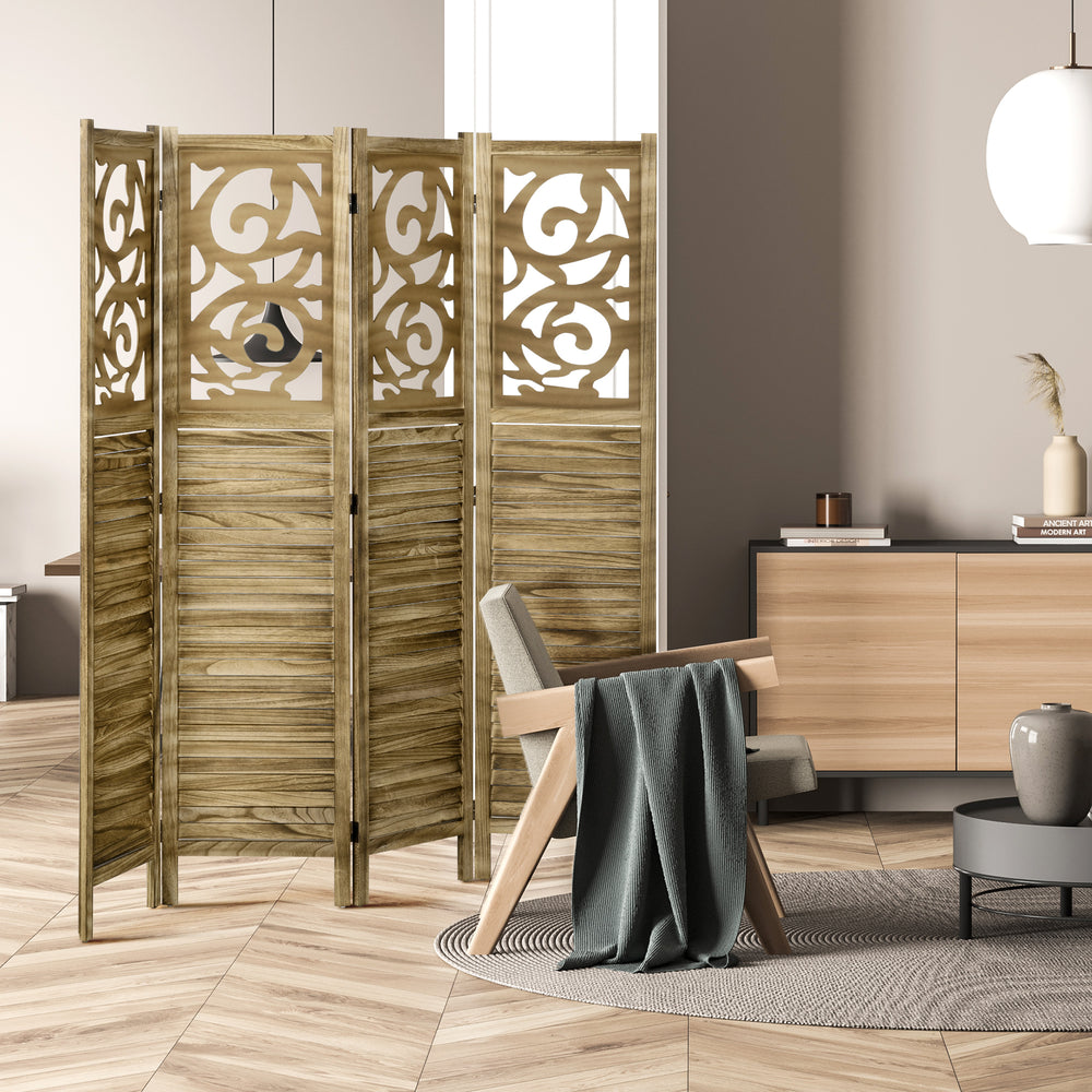 4-panel folding screen, brown
