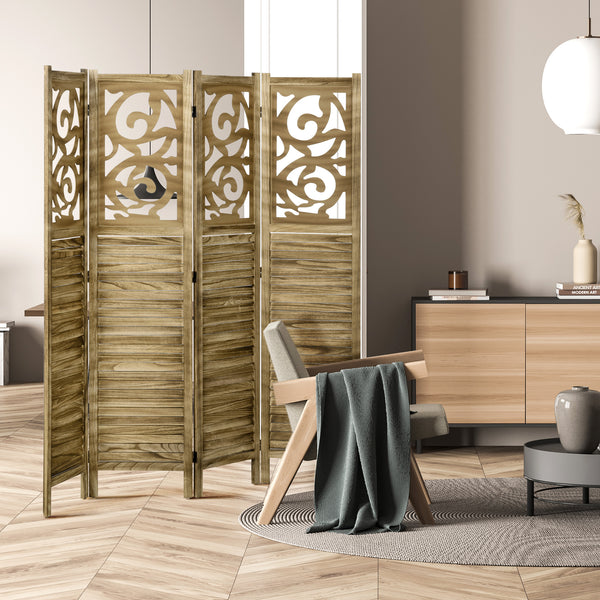 4-panel folding screen, brown