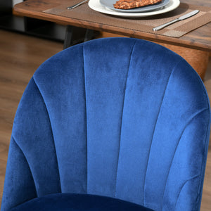 Set of 2 upholstered chairs with gold metal legs, blue