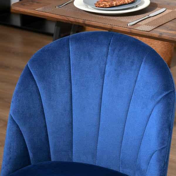 Set of 2 upholstered chairs with gold metal legs, blue