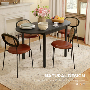 Solid wood folding kitchen table for small spaces, folding dining table, black