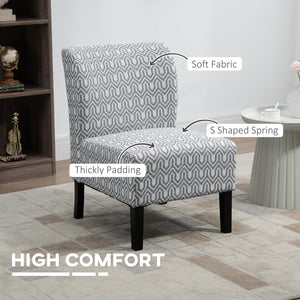 Armless accent chair with wooden legs, gray