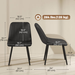 Set of 4 faux leather dining chairs with metal legs, black