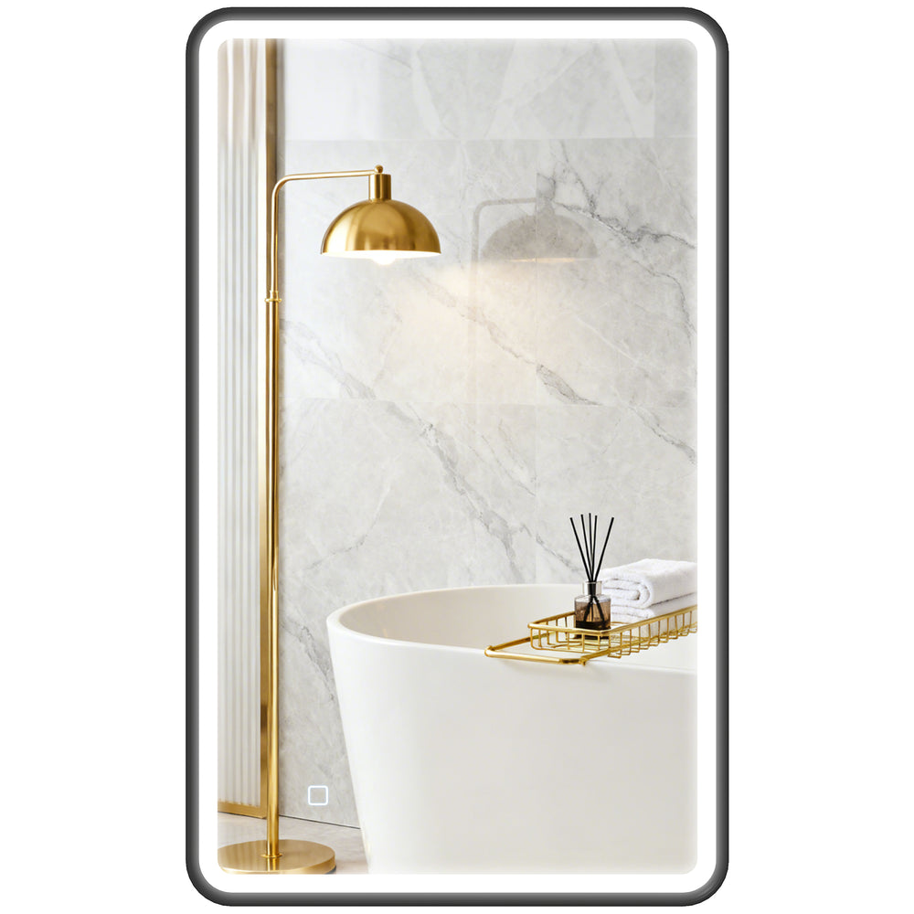 HOMCOM 101.6 x 61 cm bathroom mirror with LED lighting, wall-mounted, 3 colors, dimmable, horizontal/vertical format, black