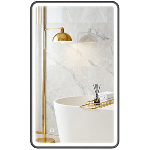 HOMCOM 101.6 x 61 cm bathroom mirror with LED lighting, wall-mounted, 3 colors, dimmable, horizontal/vertical format, black