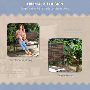 Rattan and wicker garden armchair with armrests - Brown