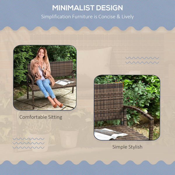 Rattan and wicker garden armchair with armrests - Brown