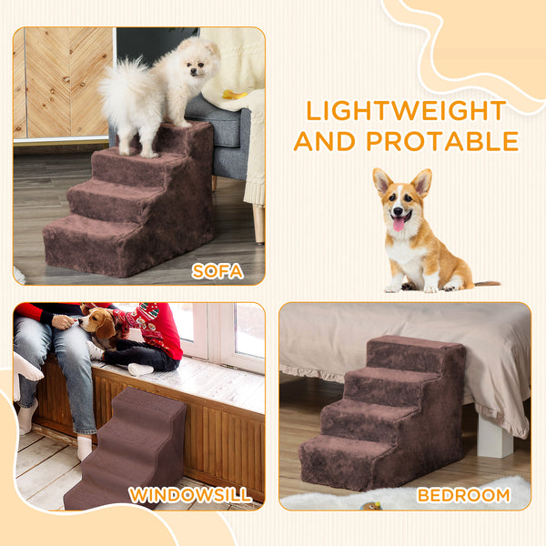 4-Step Dog Ramp with Removable Cover, Brown