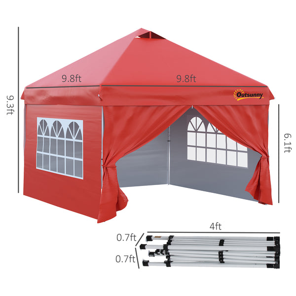 10 x 10 Folding Gazebo with Wheeled Carry Bag, Red