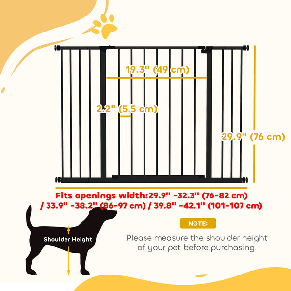Pressure-mounted pet safety gate, black