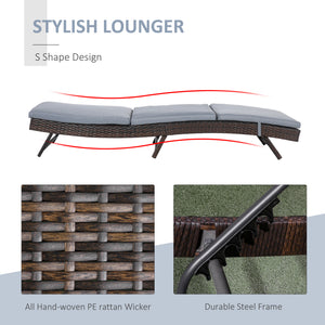 Woven resin chaise lounge with 5-position adjustable backrest, grey