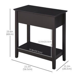 Side table with folding top, dark coffee