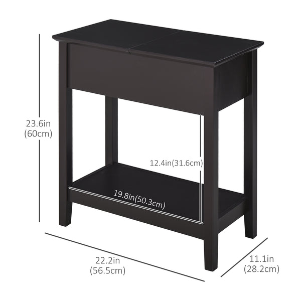 Side table with folding top, dark coffee