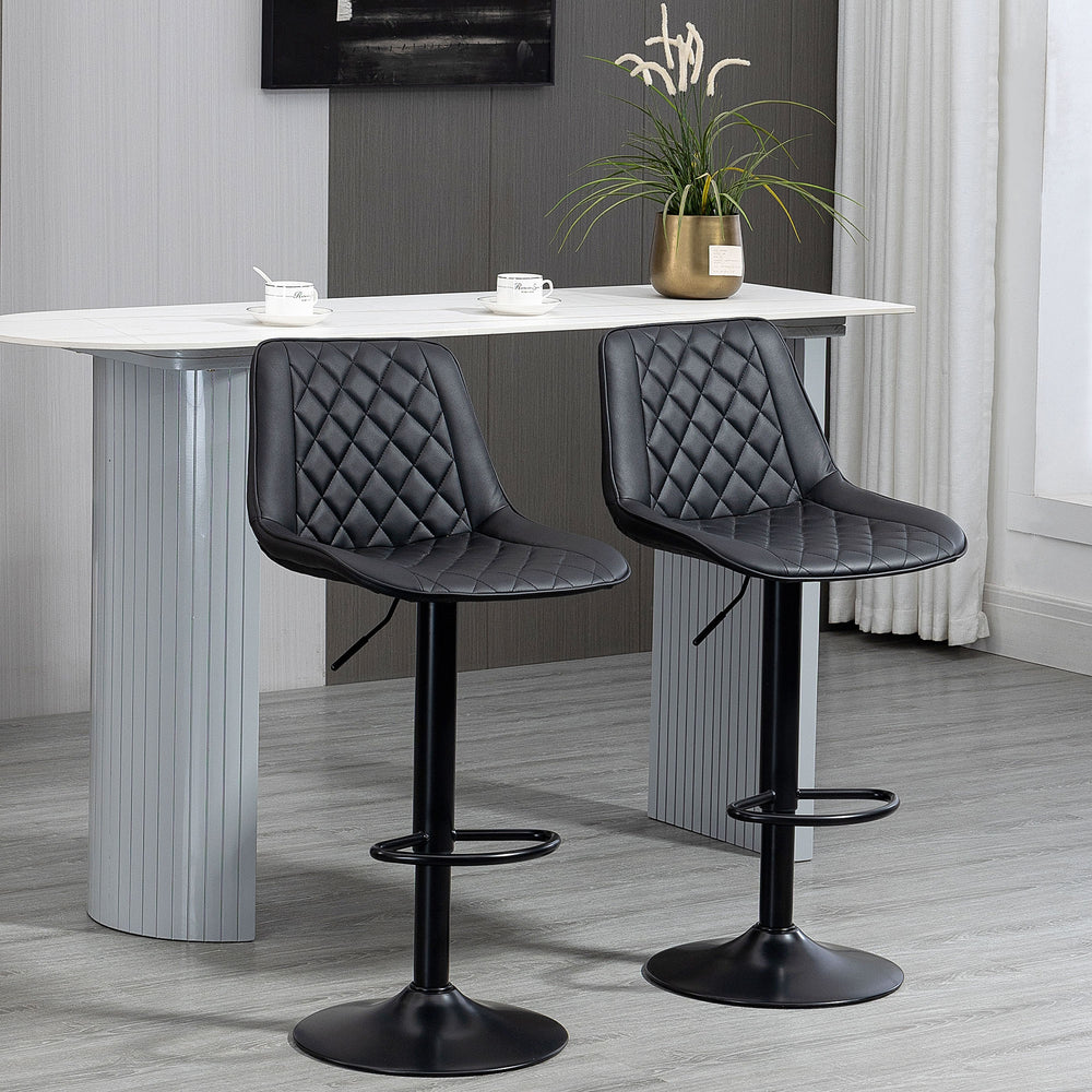 Bar Stools Set of 2, Swivel Counter Height Barstools with Back, Footrest, Adjustable Height, Black