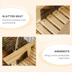 2-seater porch swing, natural wood