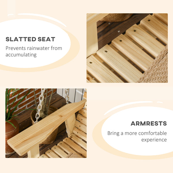 2-seater porch swing, natural wood