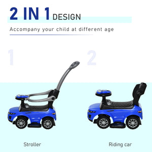 2-in-1 Toddler Push Car, Blue