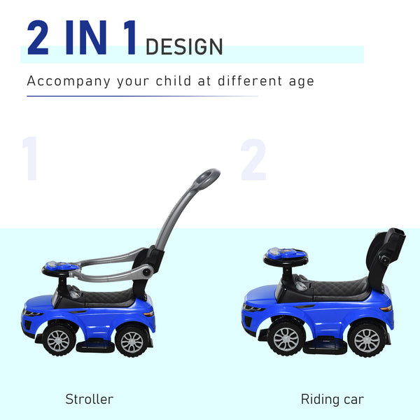 2-in-1 Toddler Push Car, Blue