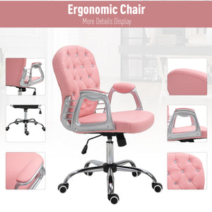 Office chair with adjustable height and padded backrest, pink