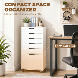6-drawer mobile filing cabinet, white