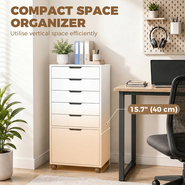 6-drawer mobile filing cabinet, white