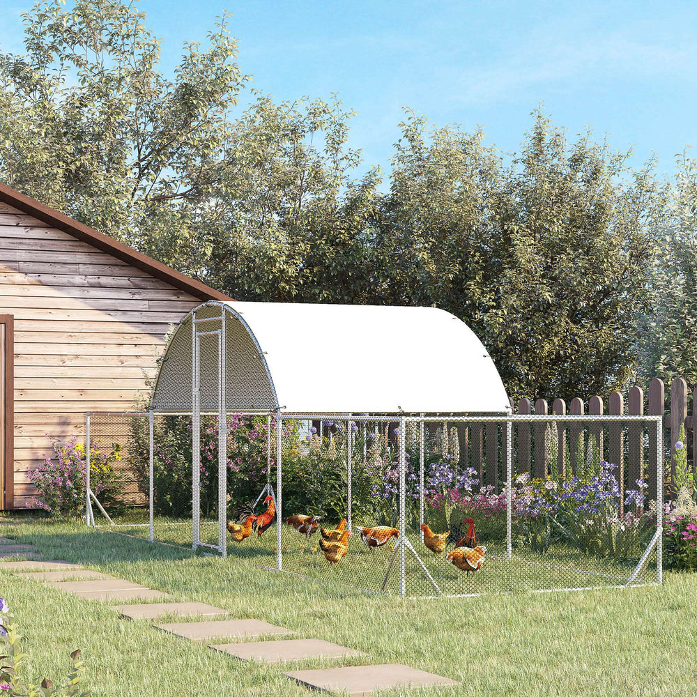 Metal Chicken Coop with Waterproof and UV-Resistant Cover