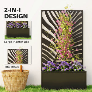 Metal planter with trellis for climbing plants