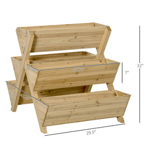 Raised wooden planter with 5 plant trays and 4 hooks