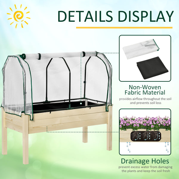 Raised planter with PE liner, natural color