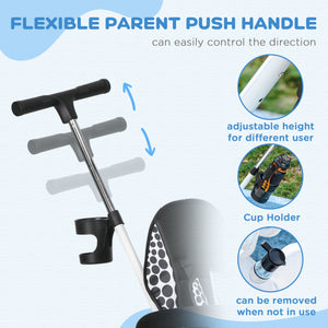 6 in 1 Kids Tricycle with Removable Handlebar and Canopy, White